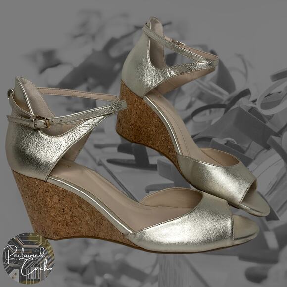 Cole Haan Soft Gold Sadie Grand Cork Wedges - Size 10.5 - Women - Picture 1 of 13